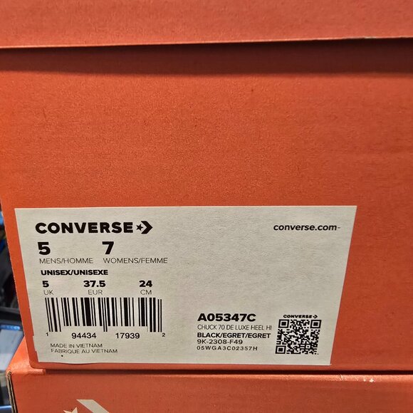 Converse Chuck 70 De Luxe Heel Hi Platform Shoes Women's 7 Black White NEW - Picture 9 of 9